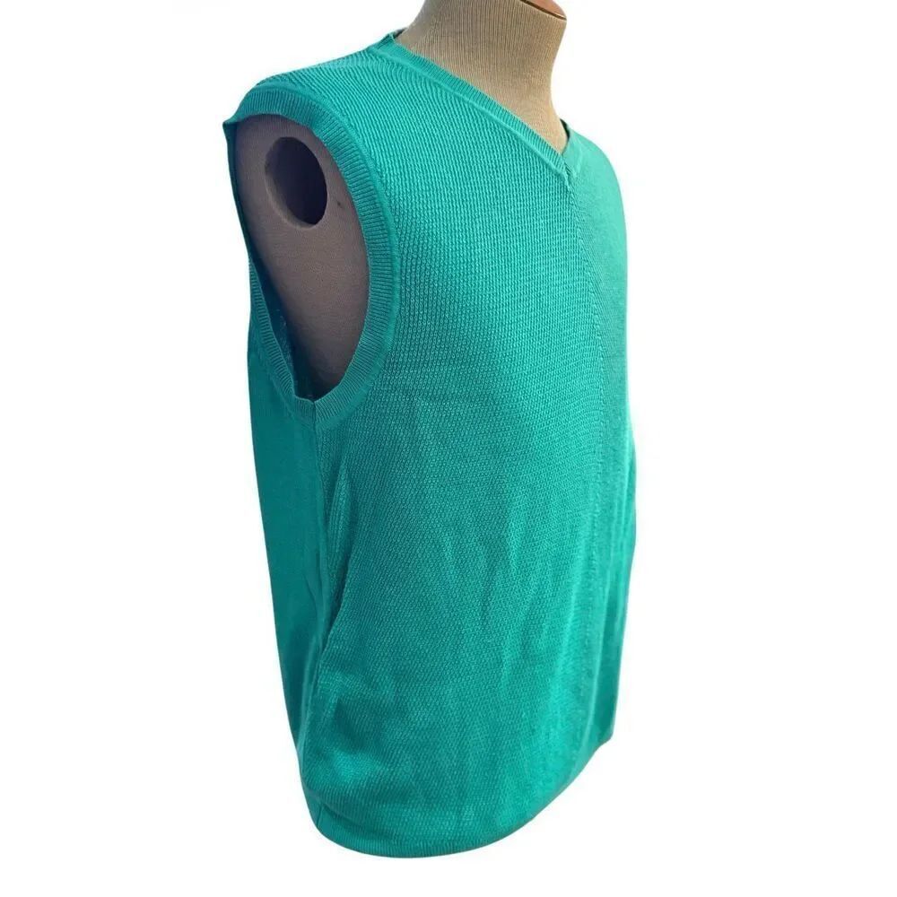 Alan Flusser Men’s Golf Textured Cotton Sweater Vest Sz. XL Outdoors Green Dad